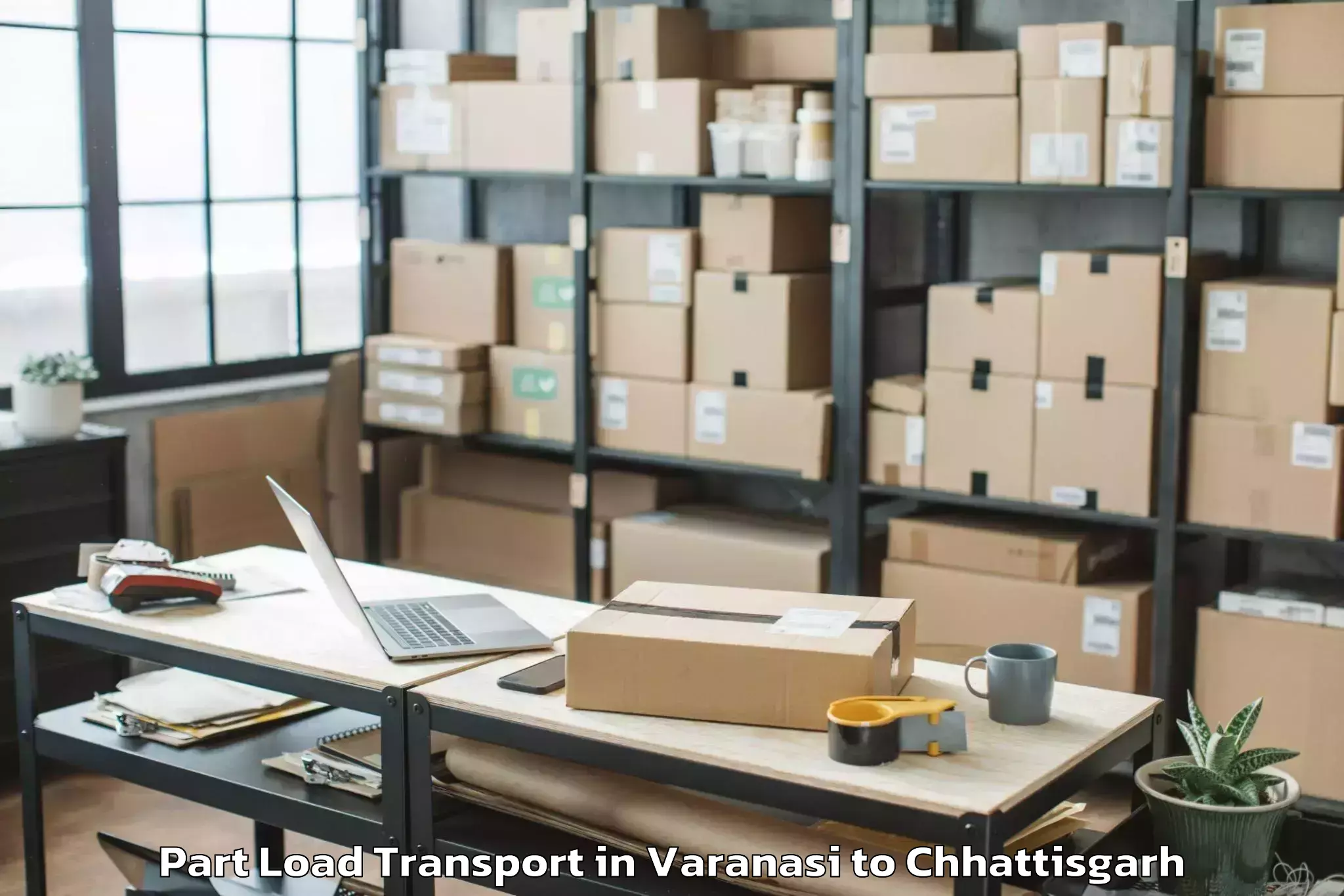 Professional Varanasi to Kalinga University Raipur Part Load Transport